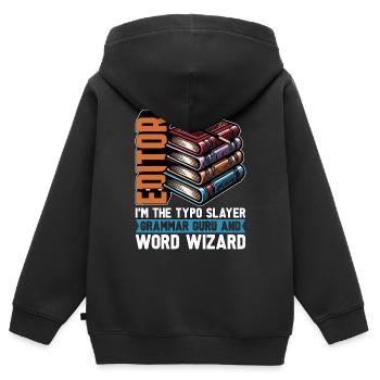 Book Editor I'm The Typo Slayer English Teacher - Kinder Premium Organic Zip Hoodie - Schwarz - Hinten - AI Model Kid Male (0cm)