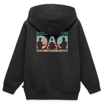 Éditeur de livres Papa L’idole Le mythe L’éditeur - Sweat Premium à capuche zippé enfant bio - noir - Dos - AI Model Kid Male (0cm)