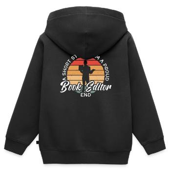 Éditeur de livres Une nouvelle Je suis un rat de bibliothèque Éditeur - Sweat Premium à capuche zippé enfant bio - noir - Dos - AI Model Kid Male (0cm)