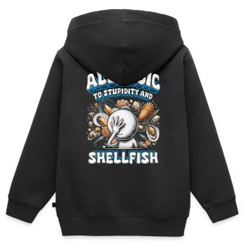 Allergie aux fruits de mer allergique aux crustacés - Sweat Premium à capuche zippé enfant bio - noir - Dos - AI Model Kid Male (0cm)