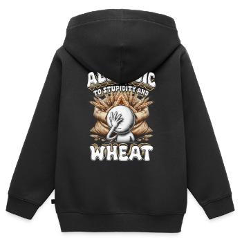 Allergie au blé Allergique à la stupidité et au blé - Sweat Premium à capuche zippé enfant bio - noir - Dos - AI Model Kid Male (0cm)
