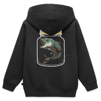 Fisch Fische Angler Angeln Fischen - Kinder Premium Organic Zip Hoodie - Schwarz - Hinten - AI Model Kid Male (0cm)