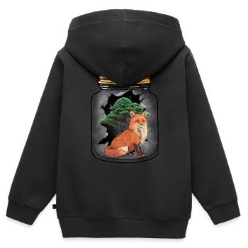 Fuchs Füchse Waldbewohner Baum - Kinder Premium Organic Zip Hoodie - Schwarz - Hinten - AI Model Kid Male (0cm)