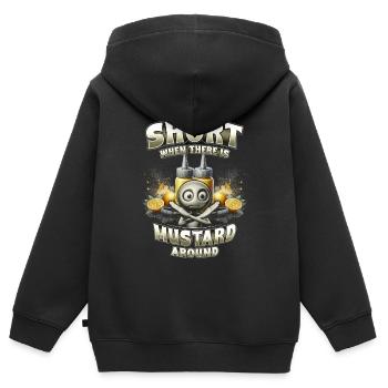 Allergie à la moutarde - Sweat Premium à capuche zippé enfant bio - noir - Dos - AI Model Kid Male (0cm)