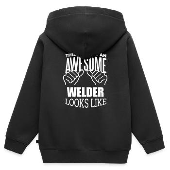 Schweißer Schweißer Schweißer Schweißer - Kinder Premium Organic Zip Hoodie - Schwarz - Hinten - AI Model Kid Male (0cm)