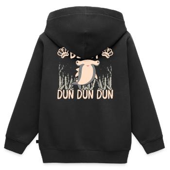 Lustige Hammerhai Bitey Dun Dun Dun Illustration f - Kinder Premium Organic Zip Hoodie - Schwarz - Hinten - AI Model Kid Male (0cm)