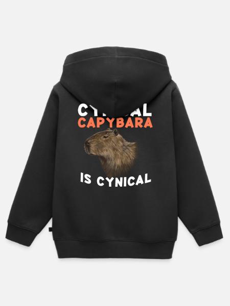 Capybara Capy - Hoodie Premium med dragkedja barn ekologisk - svart