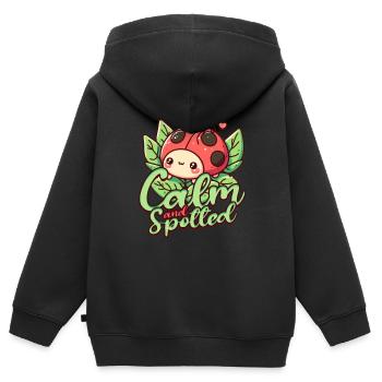 Coccinelle Entomologie Calme & Tachetée - Sweat Premium à capuche zippé enfant bio - noir - Dos - AI Model Kid Male (0cm)