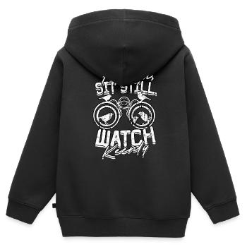 Ornithologue ornithologique - Sweat Premium à capuche zippé enfant bio - noir - Dos - AI Model Kid Male (0cm)