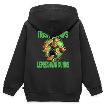 Irish Jumps Leprechaun Basketball - Kinder Premium Organic Zip Hoodie - Schwarz - Hinten - AI Model Kid Male (0cm)