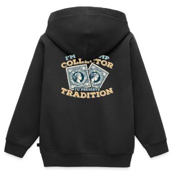 Je suis un collectionneur de timbres pour préserver la philatélie - Sweat Premium à capuche zippé enfant bio - noir - Dos - AI Model Kid Male (0cm)