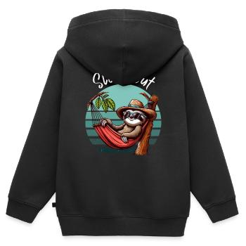 Sloth Hamac Time Out Vacances Plage Mer Fun - Sweat Premium à capuche zippé enfant bio - noir - Dos - AI Model Kid Male (0cm)
