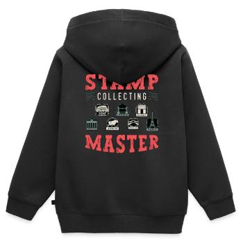 Stamp Collecting Master Philately Stamp Lover - Kids Premium Organic Zip-up Hoodie - black - Back - AI Model Kid Male (0cm)