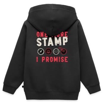Collectionneur de timbres Un timbre de plus Je promets Philatélie - Sweat Premium à capuche zippé enfant bio - noir - Dos - AI Model Kid Male (0cm)