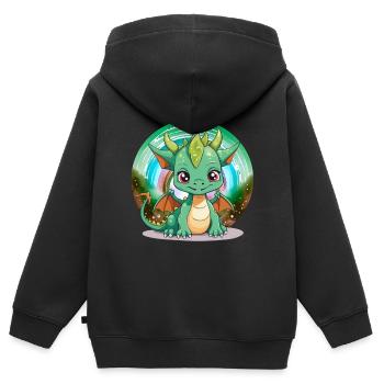 Drache Kinder Drachen Kind - Kinder Premium Organic Zip Hoodie - Schwarz - Hinten - AI Model Kid Male (0cm)