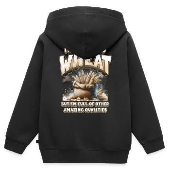 Allergie au blé - Sweat Premium à capuche zippé enfant bio - noir - Dos - AI Model Kid Male (0cm)