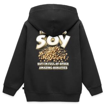 Allergie au soja - Sweat Premium à capuche zippé enfant bio - noir - Dos - AI Model Kid Male (0cm)