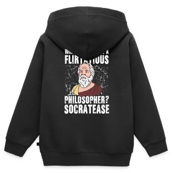 Flirtatious Philosopher Socratease - Kinder Premium Organic Zip Hoodie - Schwarz - Hinten - AI Model Kid Male (0cm)