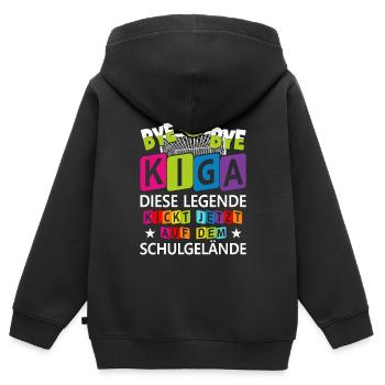 Einschulung Schulkind Kindergarten Kiga Geschenk - Kinder Premium Organic Zip Hoodie - Schwarz - Hinten - AI Model Kid Male (0cm)
