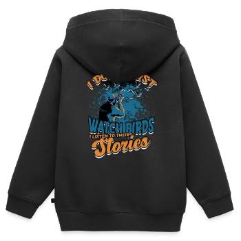 Ornithologue ornithologique - Sweat Premium à capuche zippé enfant bio - noir - Dos - AI Model Kid Male (0cm)