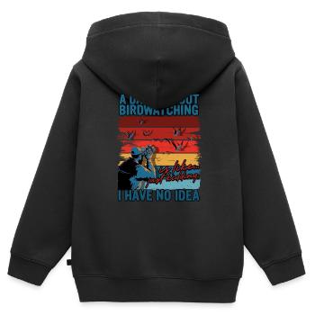 Ornithologue ornithologique - Sweat Premium à capuche zippé enfant bio - noir - Dos - AI Model Kid Male (0cm)