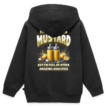 Allergie à la moutarde - Sweat Premium à capuche zippé enfant bio - noir - Dos - AI Model Kid Male (0cm)