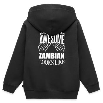 Sambia - Kinder Premium Organic Zip Hoodie - Schwarz - Hinten - AI Model Kid Male (0cm)