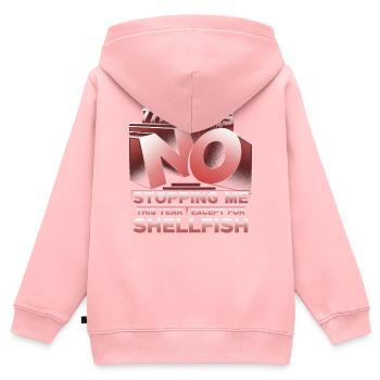 Allergie aux fruits de mer - Sweat Premium à capuche zippé enfant bio - rose - Dos - AI Model Kid Female (0cm)