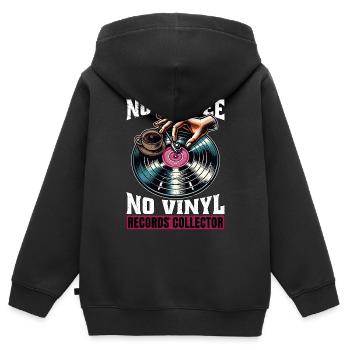 Disques vinyles No Coffee No Turntable Coffee Lover - Sweat Premium à capuche zippé enfant bio - noir - Dos - AI Model Kid Male (0cm)