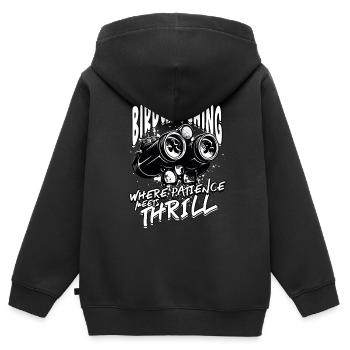 Ornithologue ornithologique - Sweat Premium à capuche zippé enfant bio - noir - Dos - AI Model Kid Male (0cm)