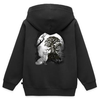 Halloween Renard de la forêt Renards Conte de fées Personnage de conte de fées - Sweat Premium à capuche zippé enfant bio - noir - Dos - AI Model Kid Male (0cm)
