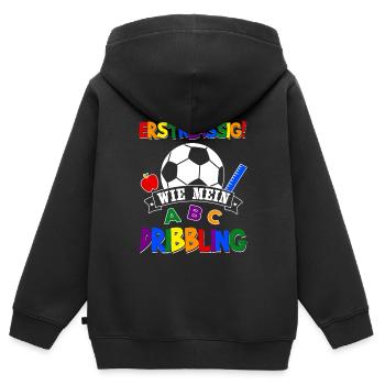 Schulanfang Schulkind Fußball Einschulung Geschenk - Kinder Premium Organic Zip Hoodie - Schwarz - Hinten - AI Model Kid Male (0cm)