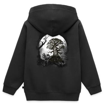 Halloween Krähe Rabe Wald Waldbewohner okkult - Kinder Premium Organic Zip Hoodie - Schwarz - Hinten - AI Model Kid Male (0cm)