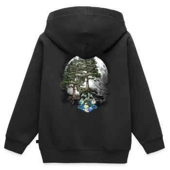 Forêt Nature Printemps Fleurs Conifères Forêt Arbres Arbre - Sweat Premium à capuche zippé enfant bio - noir - Dos - AI Model Kid Male (0cm)