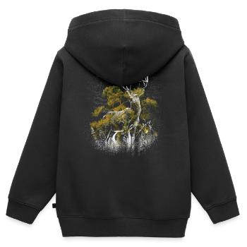 Bois de chevreuil Chevreuil naturel Chevreuil sauvage - Sweat Premium à capuche zippé enfant bio - noir - Dos - AI Model Kid Male (0cm)