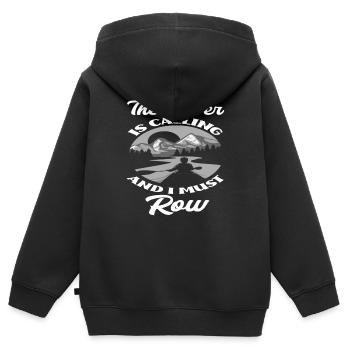 Fluss Kanu Kanufahrer - Kinder Premium Organic Zip Hoodie - Schwarz - Hinten - AI Model Kid Male (0cm)