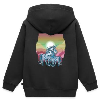 Einhörner Einhorn Schamane Natur Wald indianisch - Kinder Premium Organic Zip Hoodie - Schwarz - Hinten - AI Model Kid Male (0cm)