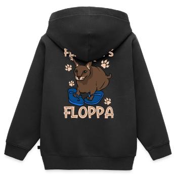 Großer Floppa Karakal Katze Meme - Kinder Premium Organic Zip Hoodie - Schwarz - Hinten - AI Model Kid Male (0cm)