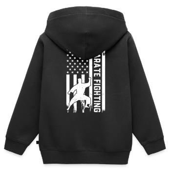 Karaté combattant Karaté Arts martiaux Karaté Combattant - Sweat Premium à capuche zippé enfant bio - noir - Dos - AI Model Kid Male (0cm)