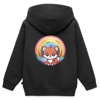 Fuchs Füchse Kinder Kind - Kinder Premium Organic Zip Hoodie - Schwarz - Hinten - AI Model Kid Male (0cm)