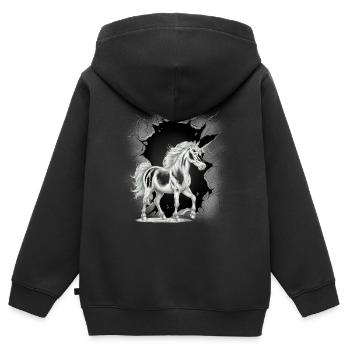 Einhorn Einhörner Fabelwesen Fabeltiere mystisch - Kinder Premium Organic Zip Hoodie - Schwarz - Hinten - AI Model Kid Male (0cm)