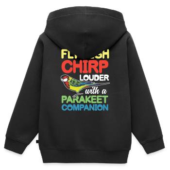 Chirp Louder With A Parakeet Companion - Kinder Premium Organic Zip Hoodie - Schwarz - Hinten - AI Model Kid Male (0cm)