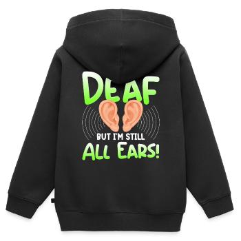 Deaf Pride ASL Gebärdensprache - Kinder Premium Organic Zip Hoodie - Schwarz - Hinten - AI Model Kid Male (0cm)