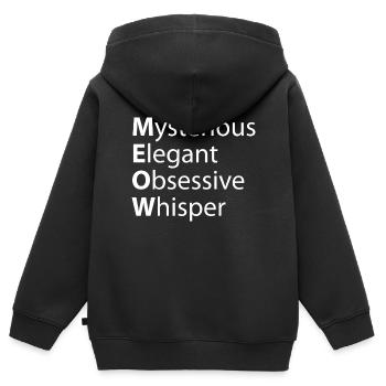 Miaou Mystérieux Élégant Murmure obsessionnel - Sweat Premium à capuche zippé enfant bio - noir - Dos - AI Model Kid Male (0cm)