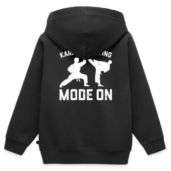 Mode de combat de karaté activé - Combat de karaté - Sweat Premium à capuche zippé enfant bio - noir - Dos - AI Model Kid Male (0cm)