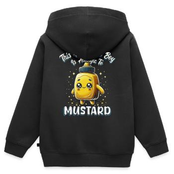 Allergie à la moutarde Allergique à la moutarde - Sweat Premium à capuche zippé enfant bio - noir - Dos - AI Model Kid Male (0cm)