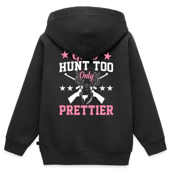 Hirschjagd Jäger Mädchenjagd Mädchen jagen nur hüb - Kinder Premium Organic Zip Hoodie - Schwarz - Hinten - AI Model Kid Male (0cm)
