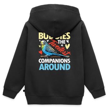 Budgies The Tweetest Companions Around - Kinder Premium Organic Zip Hoodie - Schwarz - Hinten - AI Model Kid Male (0cm)