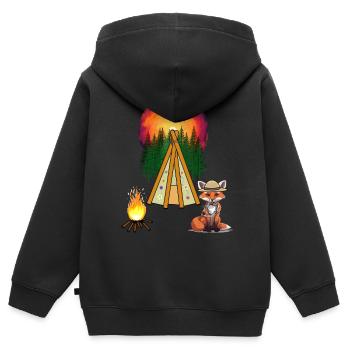 Tipi Lagerfeuer Wilder Westen Fuchs Wald Western - Kinder Premium Organic Zip Hoodie - Schwarz - Hinten - AI Model Kid Male (0cm)