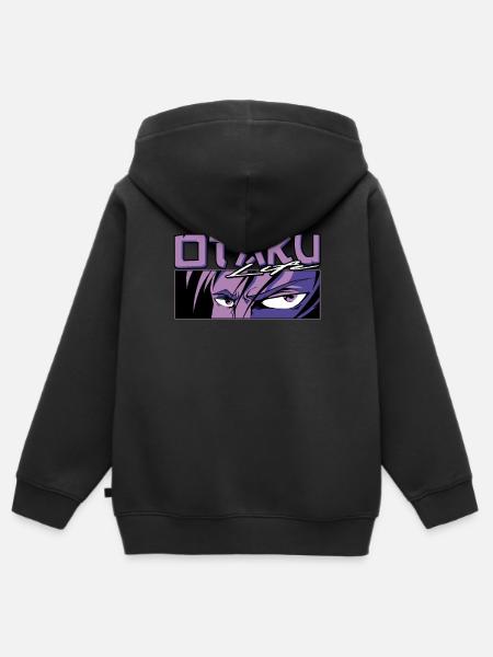 Anime Otaku Life - Kinder Premium Organic Zip Hoodie - Schwarz